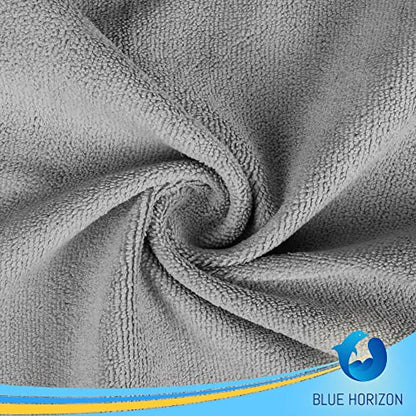 Blue Horizon Microfiber Cleaning Towels, Pack of 24, Ultra Soft Plush Washcloth, All Purpose Premium Microfiber Detailing Cleaning Cloths (16" x 16", Gray) - color: Gray