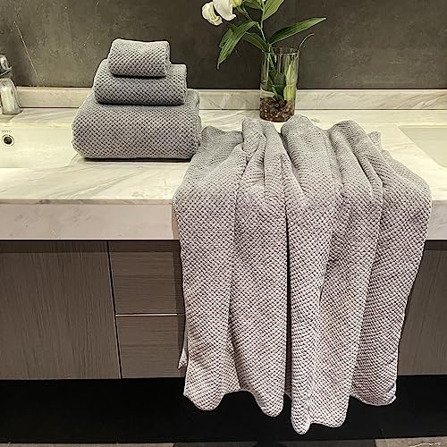 Oversized Bath Towels Extra Large 40x80 Inches Bath Sheets for Adults Super Soft Quick Dry Highly Absobent Microfiber Shower Towels (Grey,6 Piece)… - color: Grey 6 Piece, size: 6 Piece