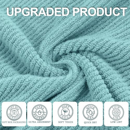VOOVA & MOVAS 3PC Towel Set, 100% Cotton, Aqua Teal | 1 Large Bath 30x56 In, 1 Hand 18x28 In, 1 Wash Cloth 13x13 In, Quick Dry, Soft, Thick, Bathroom Essentials - color: Jack Frost- Aqua Teal, size: 3 PC Bathroom Towel Set