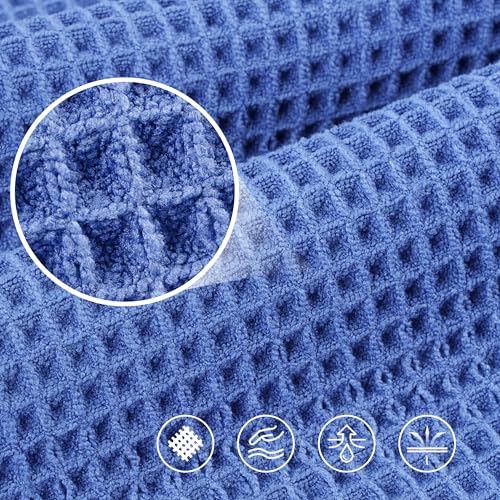 POLYTE 430 GSM Poly Blend Microfiber Quick Dry Waffle Bath Towel, 30x60 in | 4 Pack, Oversize, Lint Free, Body Towel - color: Royal Blue