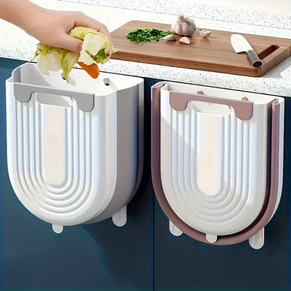 Collapsible Waste Bin for Kitchen, Kitchen Trash Can, Wall Mounted Waste Bin for Kitchen & Bathroom, Blue - color: Blue