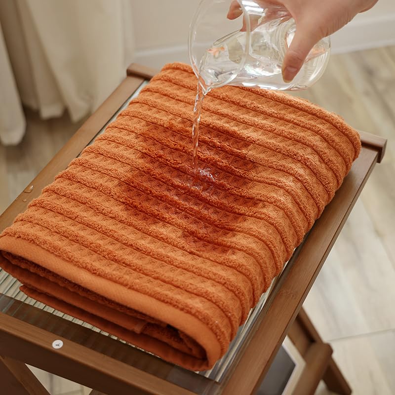 1 PCS Bath Towels, Waffle Bath Towels for Daily Bathing, Spa Relaxation and Home Bathroom, 27.56 * 55.12inch/70 * 140cm, Light Khaki