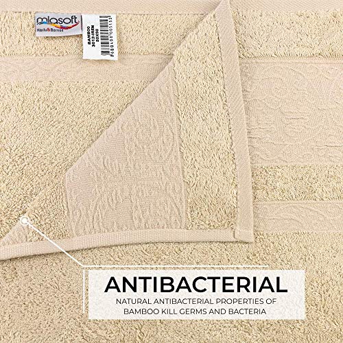 Miasoft Iren 100% Rayon Derived from Bamboo Towel Set - Soft and Washable Turkish Bath Towels for Hands, Face and Hair - Set of 2 in Gift Box - Pastel Brown