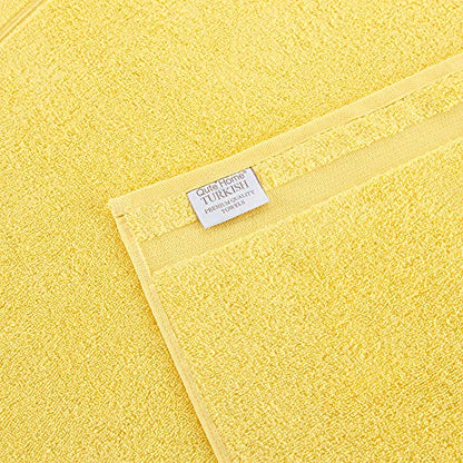 18-Piece Bath Towels Set, 100% Turkish Cotton Premium Quality Bathroom Towels, Soft and Absorbent Turkish Towels, Set Includes 6 Bath Towels, 6 Hand Towels and 6 Washcloths (Yellow) - color: Yellow, size: 18 Pieces Towel Set