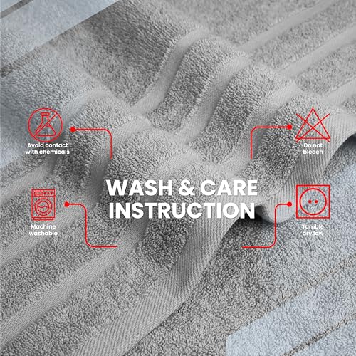 Infinitee Xclusives 100% Ring-Spun Cotton Bath Towels for Bathroom - Pack 2 | Luxury Super Soft, Absorbent & Quick-Drying |27x54 inches| Large Bathroom Towels Set |600 GSM| Gym, Shower, Spa & Hotel Use - color: Charming Grey