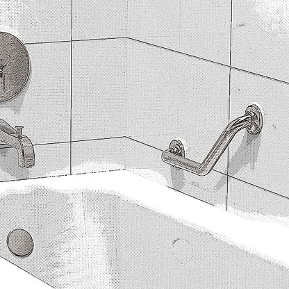 1-1/4 x 16 Stainless Steel Angled Grab Bar with Anti-Slip Peened Grip for Bathtubs, Shower & Toilet, ADA Compliant, Stud Mount 500lbs Support, Brushed Nickel