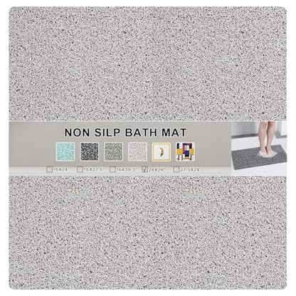 Nonslip Bathtub Mat, Anti Slip Bath Mat 0.6" Extra Thick, Quick Dry Bath Tub Anti Slip Shower Mat, Loofah Non-Slip Bath Mat for Tub Bathroom Pool Kitchen Entryway Home Hotel(Light Gray 24x24) - color: Light Grey, size: 24" x 24" (Square)