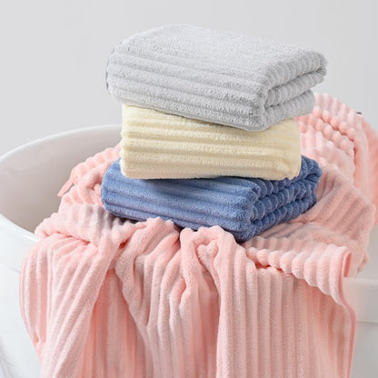 Coral Fleece Bath Towel - Ultra Absorbent Quick Dry Waffle Weave Towel, Large Spa-Style Bath Towel for Shower, Beach, Pool (Blue)