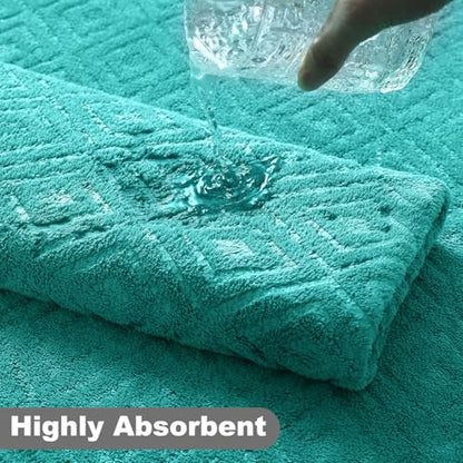 Smuge 18-Piece Bath Towel Set, Include 6 Bath Towel Sheets, 6 Hand Towels and 6 Washcloths - Highly Absorbent Quick Dry 100% Microfiber,Ultra Soft Bathroom Towel Set (Sea Blue) - color: Sea Blue, size: 18 Pcs Bath Towel Set