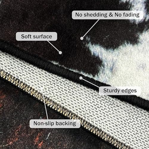 Western Cowhide Print Runner Rug 2x6 for Hallway Farmhouse Home Decor Throw Carpet Non Slip Washable Fur Area Rug Mat for Entryway Laundry Bedroom Bathroom (24" W x 72" L, Cow Print) - size: 2' x 6' (Rectangular)