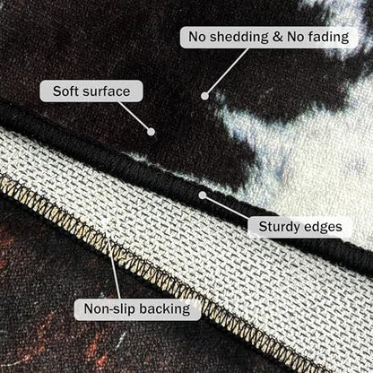 Western Cowhide Print Runner Rug 2x6 for Hallway Farmhouse Home Decor Throw Carpet Non Slip Washable Fur Area Rug Mat for Entryway Laundry Bedroom Bathroom (24" W x 72" L, Cow Print) - size: 2' x 6' (Rectangular)