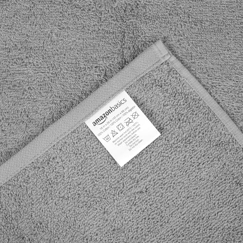 Amazon Basics Soft and Thick Cotton Hand Towels for Gym, 16 x 26 in, Gray, 12-Pack - color: Gray, size: 12 Pack