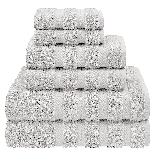 American Soft Linen 100% Cotton Luxury Turkish Towels, 6 Piece Towel Set | Soft Absorbent Quick Dry OEKO Tex Standard 100 Certificated Durable Machine Washable Premium Hotel Quality - color: Silver Gray