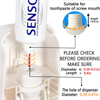 Toothbrush Holder and Toothpaste Dispenser Set | Automatic Toothpaste Squeezer Dispenser, Dispenser Toothpaste Squeezer Kit, Wall Mounted Bathroom Accessories (White) - color: White