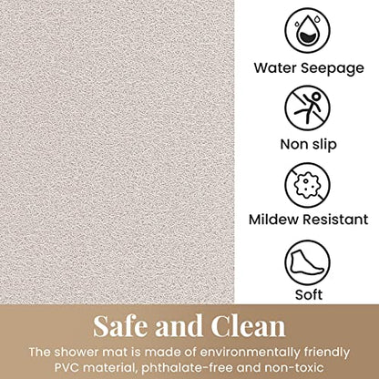SoftDuo Shower Mat Bathtub Mat Non-Slip Soft Tub Mat | 36x16 inch,PVC Loofah Bath Mat with Drain for Tub and Bathroom,Quick Drying,White - color: White, size: 36" x 16" (Rectangular)