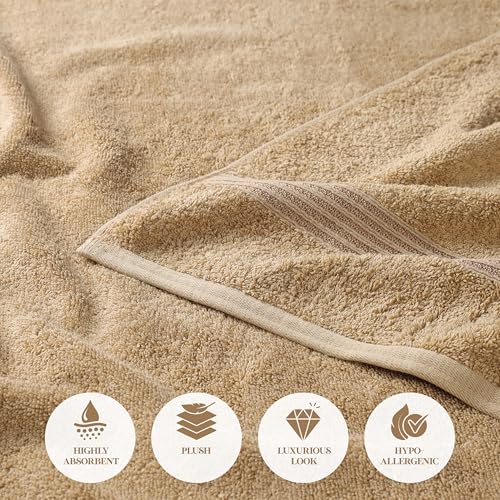 Superior 100% Long Staple Combed Cotton Face Towels, 10 Piece, Toast - color: Toast, size: 10 Piece