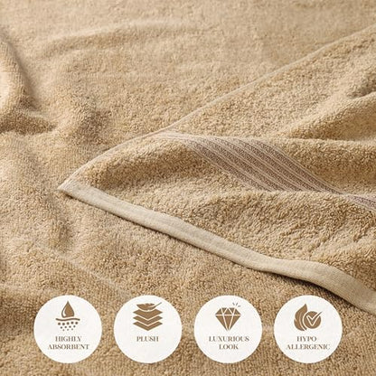 Superior 100% Long Staple Combed Cotton Face Towels, 10 Piece, Toast - color: Toast, size: 10 Piece