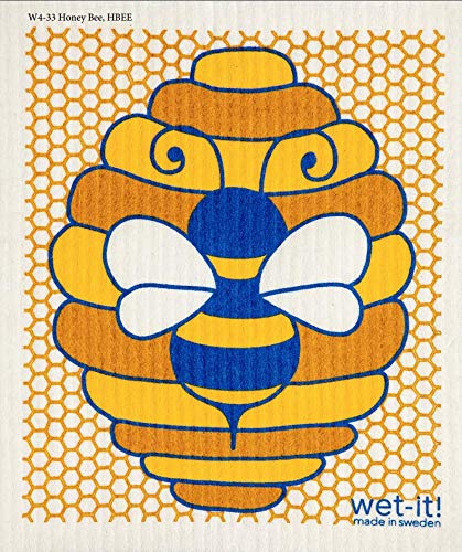 Swedish Dishcloth Set (Honey Bee, Set of 2) – Reusable and Washable Dishcloths, Multi-Purpose Absorbent Cloths for Kitchen, Bathroom, and Household Cleaning, Durable and Non-Scratch - color: 2bee