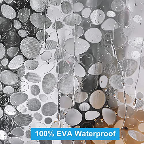UFRIDAY Clear Shower Curtain Liner 72 x 72 inch,EVA 3D Cobblestone Weighted Plastic Bathroom Shower Curtain Liner with 3 Big Magnets,Transparent. - color: Cobblestone Clear, size: 72"W x 72"L (Pack of 1)