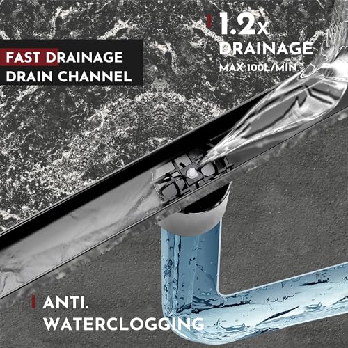 24 Inch Ultra Narrow Linear Shower Drain, Matte Black Extra Slim Shower Drain, 304 Stainless Steel, Easy to Install and Clean for Bathrooms (Drain Base Not Included), LSDE8-31A-24B - color: Matte Black, size: 24 Inch