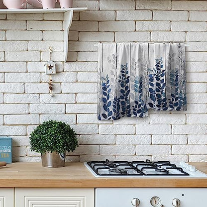Giwawa Blue Eucalyptus Leaves Hand Towels Set of 2 Rustic Wood Soft Guest Bath Towel Kitchen Dish Towels Spa Home Bathroom Decorations - color: Blue Leaf Wood