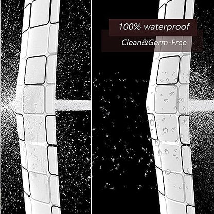 TIKABC Shower Curtain Liner, 4G PEVA Square Shower Liner, Plastic Waterproof Shower Curtains, 72x72 inch with Grommet Holes 3 Magnetic Weights - color: White-square