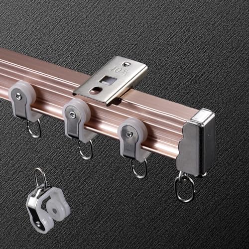 Flexible Aluminum Ceiling Curtain Rail 3.3ft-13.1ft Bendable Ceiling Track, Ceiling/Wall Mount Curtain Rail System For Curved Shower Curtain, RV, Strong And Durable ( Color : Rose gold Ceiling Mount , - color: Rose Gold Ceiling Mount, size: 4.9ft
