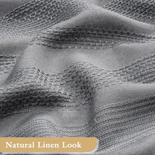 Extra Long Boho Farmhouse Shower Curtain with Tassel, Linen Bohemian French Country Chic Bathroom Shower Curtain Set, Modern Striped Textured Shower Curtain 72x84 - Grey - color: Grey, size: 72"W x 84"L (Pack of 1)