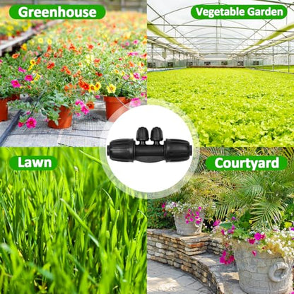 13 pack 1/2 Inch To 1/4 Inch Drip Irrigation Fittings, 1/2" (1/2" ID x 0.65" OD) to 1/4" Drip Line Reducing Tee 1/2" x 1/4" 4 Way Splitter Connectors for Garden Irrigation System - size: 1/2" x 1/4" 4 Way Splitter