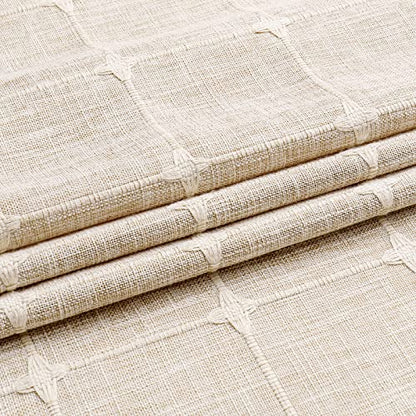 MitoVilla Boho Farmhouse Shower Curtain Set, Modern Boho Shower Curtains for Bathroom Decor, Tan Brown Polyester Linen Fabric Shower Curtain, Rustic Neutral Weave Cloth Shower Curtain, Taupe, 72 x 72 | 310GSM Linen Blend Heavy Duty Cloth,3-side Tassels,Wr