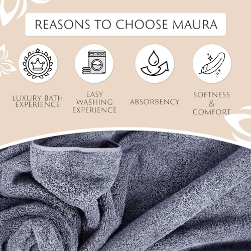 MAURA Indigo Blue Extra Large Turkish Cotton Luxury Bath Towels Set of 4. Ultra-Soft, Thick & Plush Towels for Bathroom - Denim Blue - color: Denim Blue, size: Bath Towel (4-Pack)