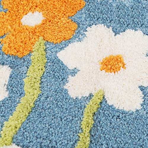 Floral Shag Bath Rug, Extra Soft, High Absorbent, Non-Slip Plush Shaggy Bath Carpet, Machine Washable, Great for Bathroom Floor, Tub and Shower, (15.75"x 23.62", Flowers) - size: 1'4" x 1'11" (Rectangular)