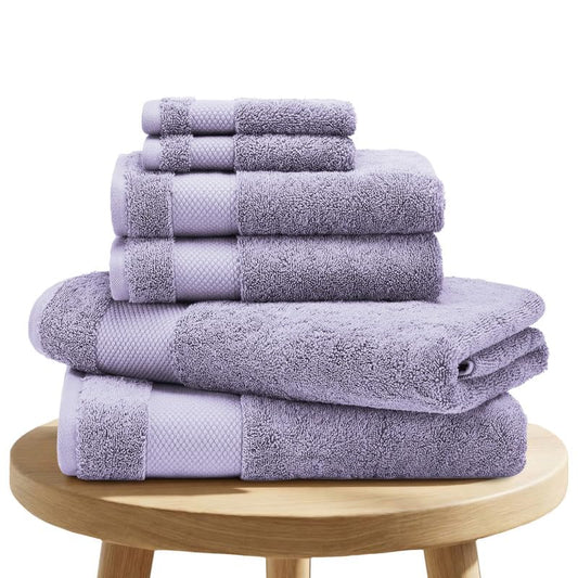 BIOWEAVES 100% Organic Cotton Bath Towel Set | 700 GSM Plush 6-Piece Premium Towel Set GOTS Certified, 2 Bath Towels, 2 Hand Towels & 2 Washcloths - Lavender - color: Lavender, size: 6 Pc Towel Set