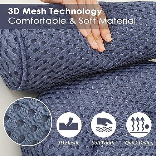 AEROiVi Luxury Bath Pillows for Tub Soft Mesh Strong 6 Suction Cups Blue | Bath Pillow with laundry bag head and neck support Relaxing Bath Washable Quick-Dry Bath Accessories Spa Gifts - color: Denim