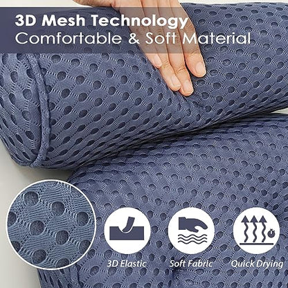 AEROiVi Luxury Bath Pillows for Tub Soft Mesh Strong 6 Suction Cups Blue | Bath Pillow with laundry bag head and neck support Relaxing Bath Washable Quick-Dry Bath Accessories Spa Gifts - color: Denim