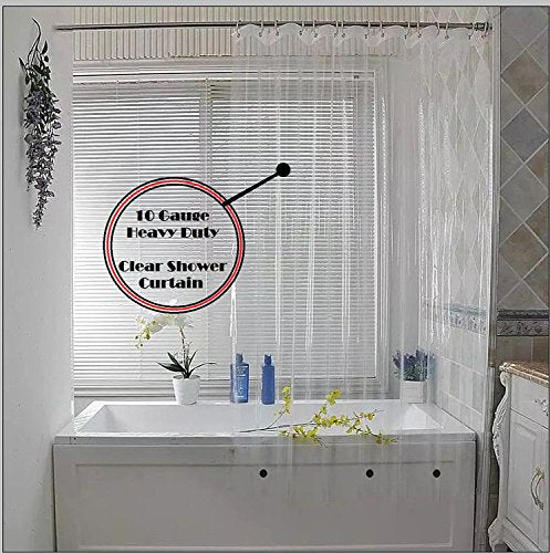 Elegant Comfort Heavy Duty Weight Waterproof Clear Shower Curtain Liner, 72" x 72 inches Long Shower Liner for Bathroom with 3 Bottom Magnets and Rust Proof Grommets (2 Pack)
