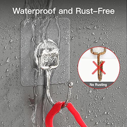Large Adhesive Hooks for Hanging Heavy-Duty 44Ib(Max) 20 Packs, Wall Hangers without Nails Self-Adhesive Traceless Clear and Removable, Waterproof and Rustproof Multiple Uses for Bathroom Kitchen Home - size: 20 Large Hooks