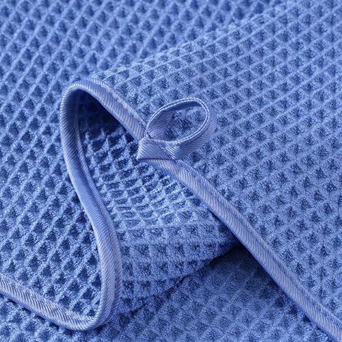 Microfiber Waffle Hand Towels, 2 Pieces, Soft, Absorbent, Fast Drying, Lint Free 430 GSM (Dark Blue) - color: Dark Blue