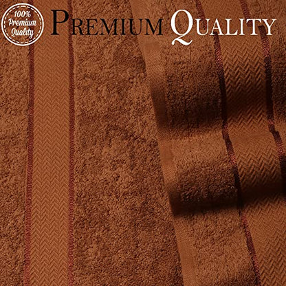 CRAFTBERRY- 6 Piece 100% Cotton Bath Towel Set -2 Bath 2 Hand 2 Face, Brown | 100% Cotton • Thick & Plush • Hotel Quality • Ultra Soft • Highly Absorbent • Quick Dry • Low Lint • Machine Washable - color: Brown