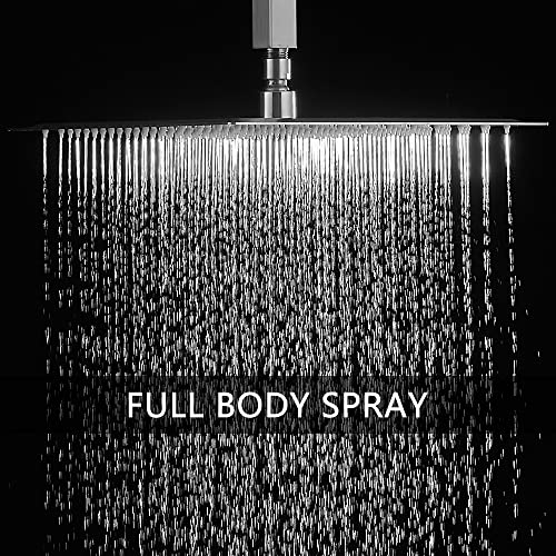 Brushed Nickel Shower System Bathroom 12 Inch Rain Shower Head Ceiling Mount with Handheld Luxury High Pressure Shower Combo Set Shower Faucet Rough-in Valve Body and Trim Kit - color: Brushed Nickel, size: 12 Inch