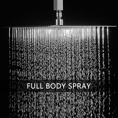 Brushed Nickel Shower System Bathroom 12 Inch Rain Shower Head Ceiling Mount with Handheld Luxury High Pressure Shower Combo Set Shower Faucet Rough-in Valve Body and Trim Kit - color: Brushed Nickel, size: 12 Inch