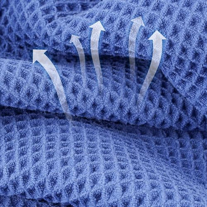 Microfiber Waffle Hand Towels, 2 Pieces, Soft, Absorbent, Fast Drying, Lint Free 430 GSM (Dark Blue) - color: Dark Blue