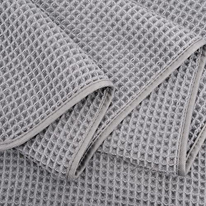 POLYTE 430 GSM Poly Blend Microfiber Quick Dry Waffle Bath Towel, 30x60 in | 4 Pack, Oversize, Lint Free, Body Towel - color: Gray