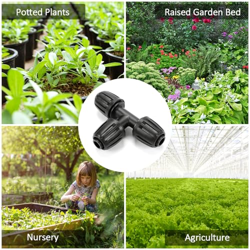 12 Pieces 1/2 Inch Drip Irrigation Tee Fittings, 1/2'' Drip Line Barbed Locked Tee Connectors for 1/2 Inch Irrigation Tubing (1/2" ID x 0.650" OD) Anti-leak 3-Way Irrigation System Parts - size: 1/2" Nut Tee 12 Pcs