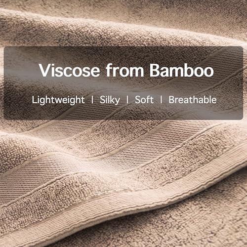 Soft Lightweight Hand Towels Set of 4, Rayon Made from Bamboo & Cotton Blend, Gentle Towels for Face and Hands, Guest Bathroom, Powder Room and Travel, 14 x 30 Inches, Brown - color: Brown, size: 4-Piece Hand Towel