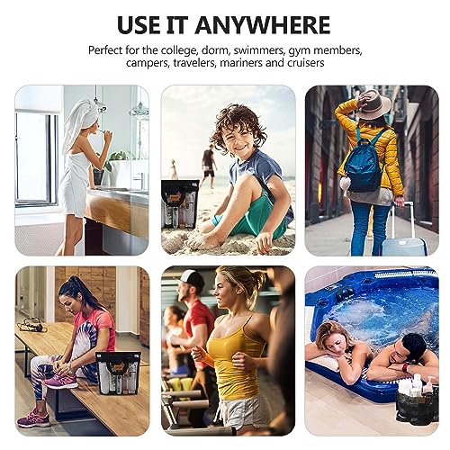 Hommtina 1 Pcs Shower Mesh Caddy Bag Quick Dry Hanging Toiletry and Bath Organizer for Travel and Swimming with Zipper (Black) - color: Black