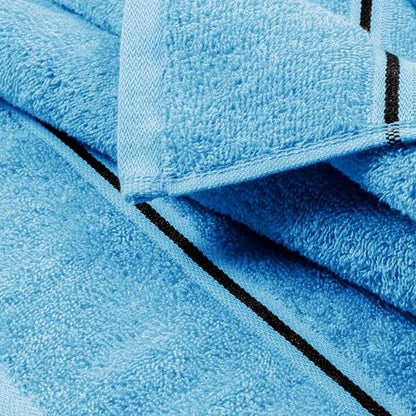 MyOwn Ultra Soft 6 Pack Cotton Towel Set, Contains 2 Bath Towels 28x55 inch, 2 Hand Towels 16x24 inch & 2 Wash Coths 12x12 inch, Ideal Everyday use, Compact & Lightweight - Sky Blue - color: Sky Blue, size: 6 Piece Set
