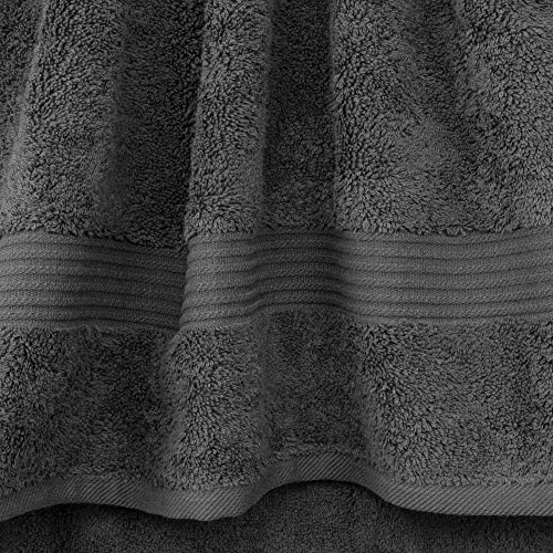 Cotton Paradise 100% Cotton Turkish Towel Set, Soft Absorbent Quick Dry, 4 Piece Washcloth Set, Dark Gray - color: Dark Gray, size: 13"x13"
