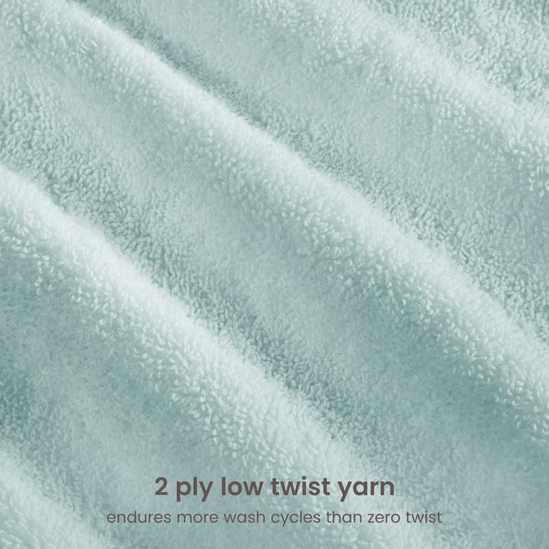 BIOWEAVES 100% Organic Cotton 700 GSM Plush 6-Piece Towel Set GOTS Certified, 2 Bath Towels, 2 Hand Towels & 2 Washcloths - Seafoam - color: Seafoam, size: 6 Pc Towel Set