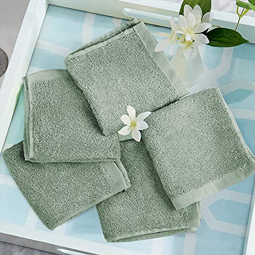 Yoofoss Luxury Washcloths Towel Set 10 Pack Baby Wash Cloth for Bathroom-Hotel-Spa-Kitchen Multi-Purpose Fingertip Towels & Face Cloths - Green - color: Green